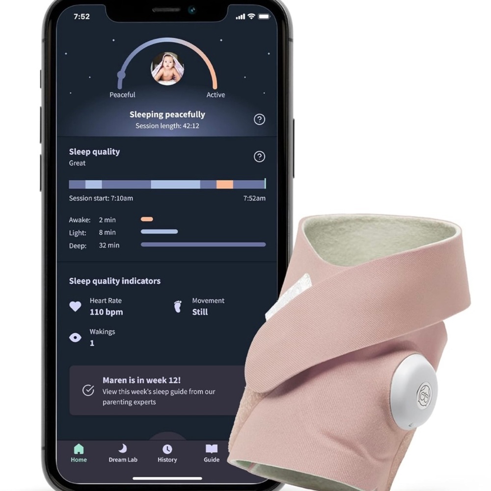 Owlet Dream Sock Baby Monitor - Dusty Rose